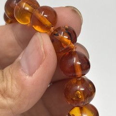 Vintage Honey Amber Necklace Graduated Round Beads Screw Clasp Faceted