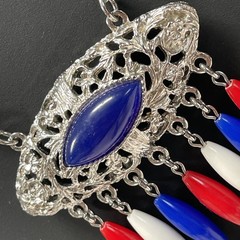 4th of JULY Perfect Gift Rare CAROLINE EMMONS Art Deco NEW Silver Tone Necklace