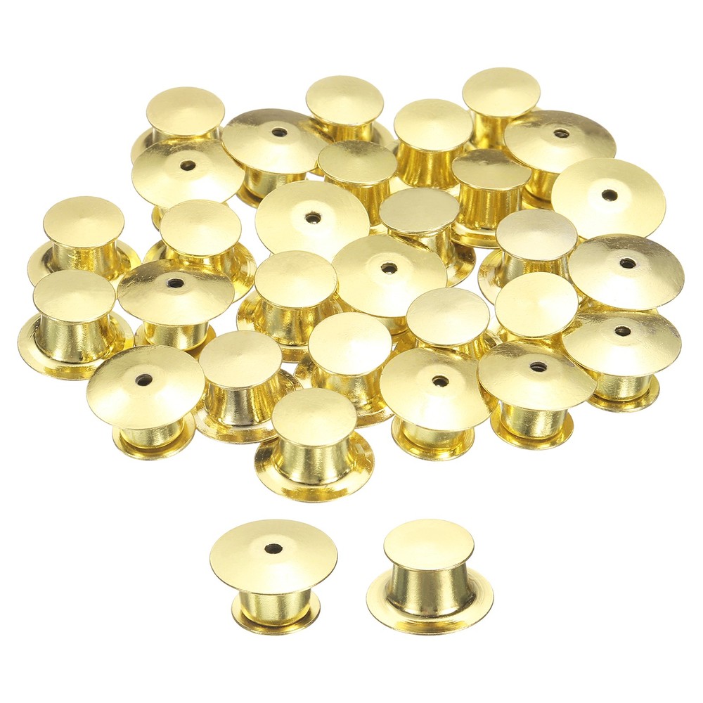 30Pcs Metal Locking Pin Backs, Pin Keepers Locking Clasp, Gold