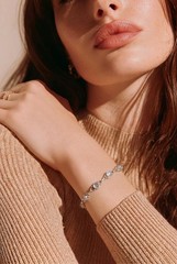 925 Sterling Silver White Moonstone Link Bracelet Minimalist Boho Artisan 7.75in