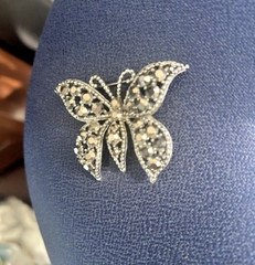 Vintage Weiss Black and Silver Rhinestone Butterfly Brooch ’50s Crystal Pin