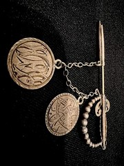 Antique c1900 Sterling Silver Sword Brooch Victorian Canadian Coins 2-1/4” 6.3g