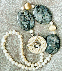 GENUINE PEARL NECKLACE Chunky Gemstone Labradorite & Baroque Pearl Artisan OOAK