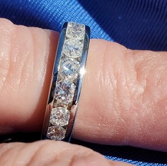 EARTH MINED REAL Diamond Wedding Band SOLID PLATINUM Anniversary Ring Size 5.25