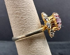 Vintage Pink Rhinestone Cluster Ring Adjustable 10kt GF Shanks 2.4g