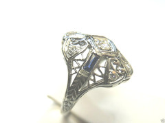 Antique Art Deco Diamond Engagement 20KT White Gold Ring Size 5.5 EGL USA