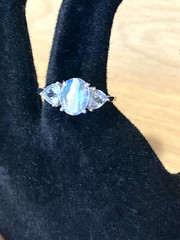 Vintage Sterling Silver Ring Moonstone Aquamarine/Blue Topaz? 925 7.5 AS IS