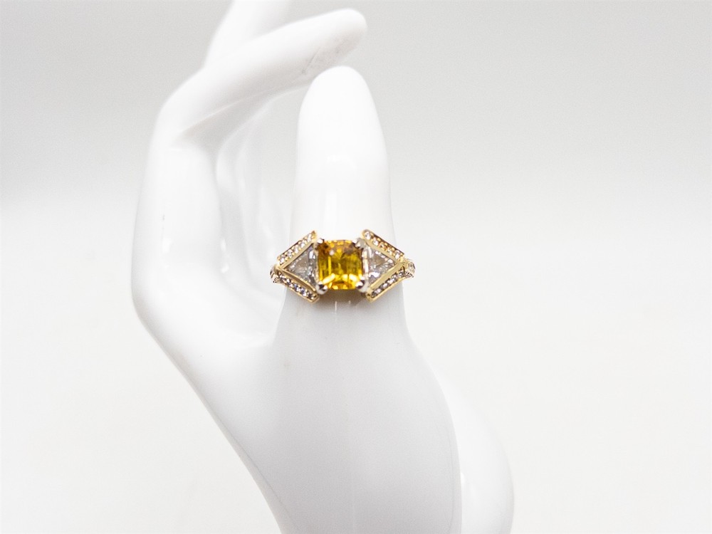 Designer $10,000 5ct Natural Yellow Sapphire VS G Diamond 18k Gold Ring 11g