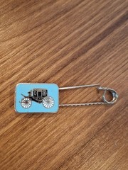 Vintage baby blue carriage wagon scarf tie decorative enamel pin