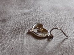 Vintage SU Thailand Sterling Silver Unique Shape Heart Pierced Earrings.