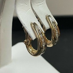 Beautiful 14kt Yellow Gold & .75cttw Diamond Snap Back 20mm Earrings
