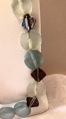 Vintage Blue Prehnite Silver Tone Spacers Necklace Hook Closure 26 Inches