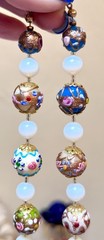 GORGEOUS Vintage Venetian Art Glass Wedding Cake & Opalescent Bead Necklace