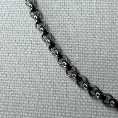 Men’s Gunmetal Black Rolo Box Link 925 Silver Chain Necklace Tested