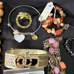 Vintage Jewelry Lot Mixed Necklaces Bracelets Rings Jade Amethyst Statement
