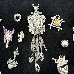 Vintage Now LOT 14 Silver Tone Pewter Pendants Charms Craft Wear Jewelry