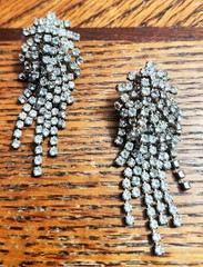 Glamorous Vintage Waterfall Clear Rhinestone Multi Strand Pierced Earrings