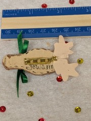 Hand Crafted Wood Deer Head Brooch Christmas Pin Artist Signed Anna Lee Style