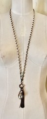 Vtg 35” Beaded Chain Necklace W Charms 20” Drop