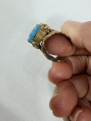 Vintage Gemstone Womens Ring Blue Gold Color Twisted Adjustable Band Jewelry