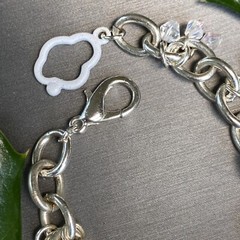 Love Hope Faith Angels Mother of Pearl Hearts Vintage Charm Blue Enamel Bracelet