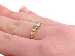 Antique 0.66Ct Diamond and 18k Yellow Gold Five Stone Ring 1911
