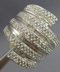 LARGE 1.52CT DIAMOND 14KT WHITE GOLD ROUND & BAGUETTE MULTI ROW ANNIVERSARY RING