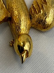 Vintage Hattie Carnegie Flying Bird Brooch Gold Tone Textured Signed 3.25in