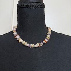 Vintage Artisan Multi-stone Chip Gemstone Necklace