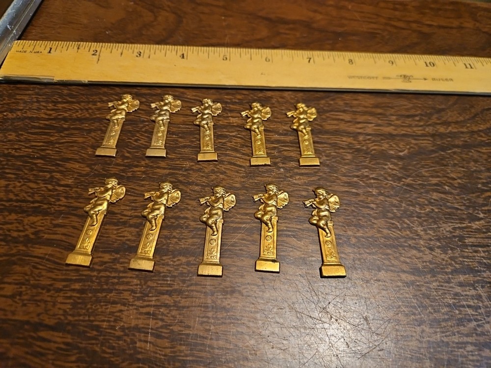 Lot Of 10 Victorian Cherub France Vintage 60s Brass Stampings Findings Jewelry