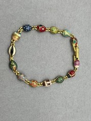 VTG Joan Rivers Egg Link Bracelet Set, Signed Multicolor Enamel Egg Bracelets