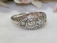 Art Deco Round Lab Created Diamond 14K White Gold FN Filigree Engagement Ring