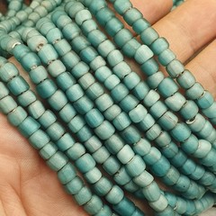 Sky blue white heart 5.5-7 mm Czech Republic glass beads long strand necklace
