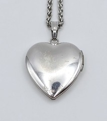 Vtg Marathon Sterling Silver Heart Locket Pendant Necklace Forever in My Heart