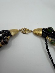 Vintage Les Bernard Multi Strand Necklace & Clip Earrings Set Gold Tone
