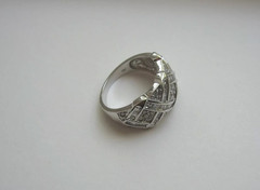 Vintage Designer OTC 14K Solid White Gold Diamond Cocktail Cluster Sz 7 Ring