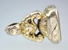 Superb Antique Georgian Gold Fill Chalcedony Griffin Sword Intaglio Seal Pendant