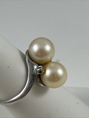 Vintage Bock-Lewis B-L 14k White Gold And Pearl Diamond Ring