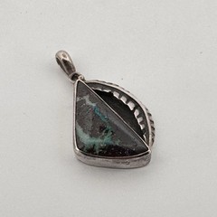 Signed RS Sterling Silver Boulder Opal Pendant Blue Green Purple Flash Artisan