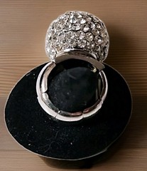costume jewelry Silver Tone Snowball Stretchable Ring 7