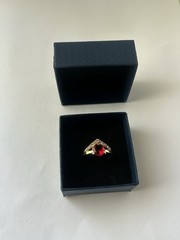 Vintage Red Cubic Zirconia Ring Gold Plated Womens Size 8.5