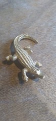 Vintage Alligator Pin Brooch Pendant Gold Toned Crocodile🐊 Retro Floridian