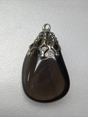 Vintage Tumbled Polished Smoky Quartz Gemstone Pendant Hand Made As Is