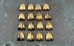 Lot of 16 Vintage Brass Shield Stampings – 24mm Textured Gold Findings