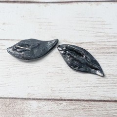 Vintage Earrings For Pierced Ears Green 3D Leaf – Stud Damaged