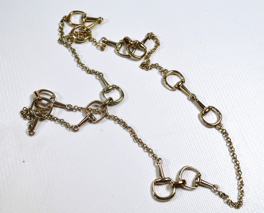 Gold Tone Link Necklace with Large Gold Tone Connecters 32″ No Clasp