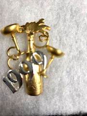 Vtg Danecraft gold silver tone Champagne Bottle Glasses party 1999 Pin