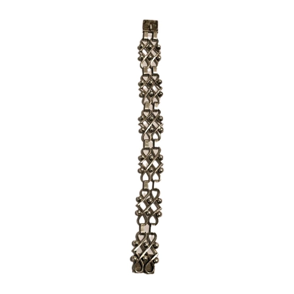 Dated 1957 .830 Silver Signed Erik Svane Swedish Art Deco Bracelet 7.5in #S56/08