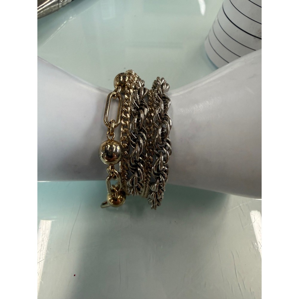 Vintage Two-Tone Multi-Strand Chain Bracelet Gold & Silver Tone 7–7.5″