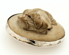 Lava Cameo Brooch Pin Sterling Silver Setting Fine Vintage Jewellery